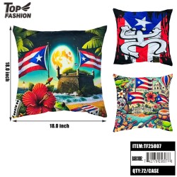 PUERTO RICO PILLOW CASE DOUBLE-SIDED 18"X18" 12PC/6BG/72PC/CS