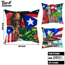 PUERTO RICO PILLOW CASE DOUBLE-SIDED 18"X18" 12PC/6BG/72PC/CS
