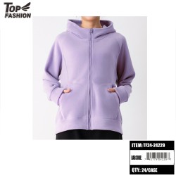 WOMENS PURPLE LONG SLEEVE HOODED FLEECE JACKET 24PC/CS