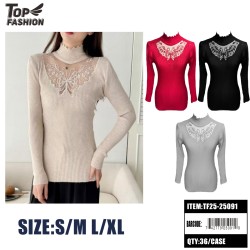 WOMENS TURTLENECK KNITTED TOP WITH BUTTERFLY LACE 36PC/CS