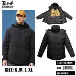 MENS HOODED WINTER PUFFER JACKET BLACK 24PC/CS
