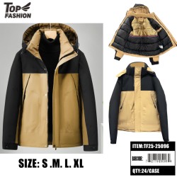 MENS COLOR BLOCK HOODED PUFFER JACKET 24PC/CS