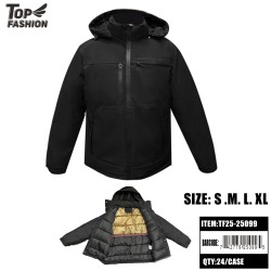 MENS HOODED PUFFER JACKET BLACK 24PC/CS