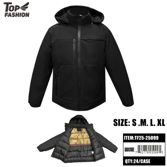 MENS HOODED PUFFER JACKET BLACK 24PC/CS