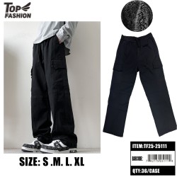 MENS FLEECE-LINED CARGO PANTS BLACK 36PC/CS