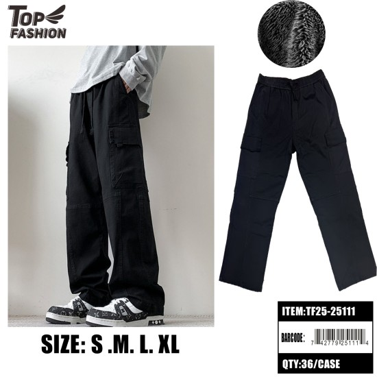MENS FLEECE-LINED CARGO PANTS BLACK 36PC/CS