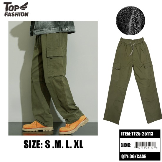 MENS FLEECE-LINED CARGO PANTS ARMY GREEN 36PC/CS MENS FLEECE-LINED CARGO PANTS ARMY GREEN 36PC/CS