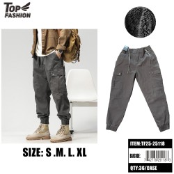 MENS FLEECE-LINED CARGO JOGGER PANTS IN DARK GRAY 36PC/CS