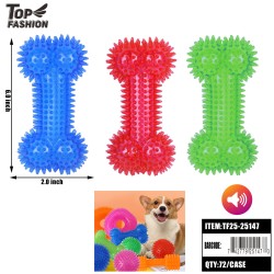 PET SOUND TOY-SPIKY BONE DESIGN 3COLOR 12PC/6BG/72PC/CS