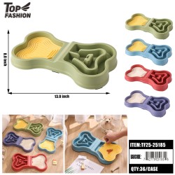 BONE-SHAPED PET SLOW FEEDER BOWL 4COLOR 36PC/CS