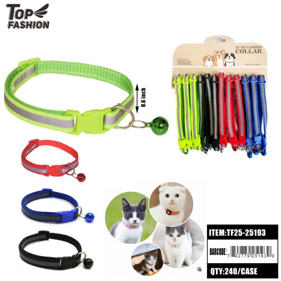 REFLECTIVE PET COLLAR WITH BELL 12PC/20PK/240PC/CS