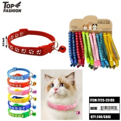 ADJUSTABLE PAW-PRINT CAT COLLAR WITH BELL 12PC/20PK/240PC/CS