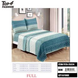 FULL SIZE TEAL GEOMETRIC STRIPED 4PC BED SHEET SET 8PC/CS