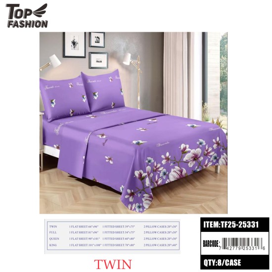 TWIN SIZE 3-PIECE BED SHEET SET 8PC/CS