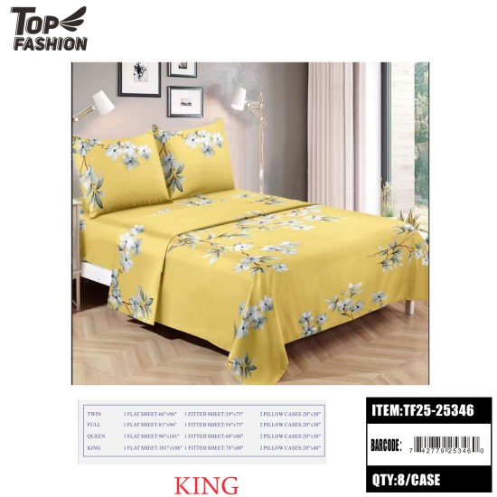 KING SIZE 4-PIECE BED SHEET SET 8PC/CS