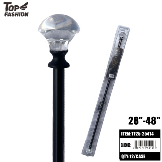 28-48 CRYSTAL FINIAL ADJUSTABLE BLACK CURTAIN ROD 24PC/CS