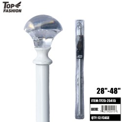 28-48 CRYSTAL FINIAL ADJUSTABLE WHITE CURTAIN ROD 24PC/CS