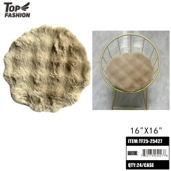 KHAKI FAUX FUR ROUND CHAIR CUSHION 16X16 24PC/CS