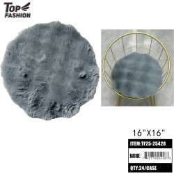 NAVY BLUE FAUX FUR ROUND CHAIR CUSHION 16X16 24PC/CS