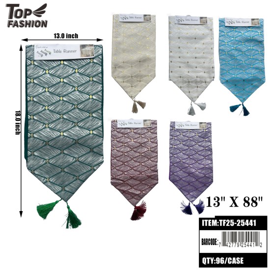 MIXED 6 COLORS DIAMOND PATTERN TABLE RUNNER 12PC/8BG/96PC/CS