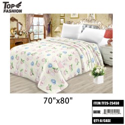 FULL SIZE FLANNEL BLANKET CUTE BUNNY PEACH PRINT 8PC/CS