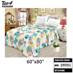 TWIN SIZE FLANNEL BLANKET ABSTRACT BRUSH STROKE PRINT 8PC/CS