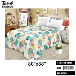 QUEEN SIZE FLANNEL BLANKET ABSTRACT BRUSH STROKE PRINT 8PC/CS