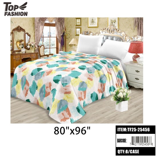 KING SIZE FLANNEL BLANKET ABSTRACT BRUSH STROKE PRINT 8PC/CS