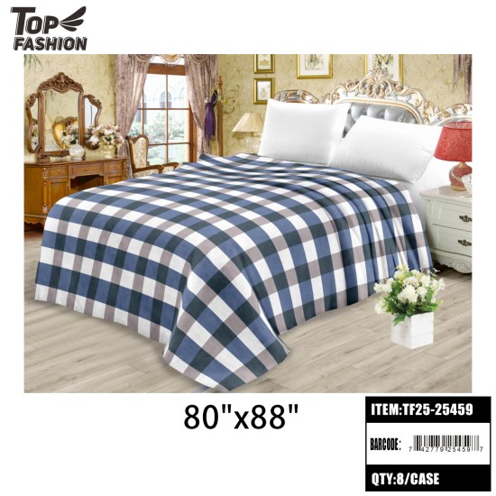 QUEEN SIZE FLANNEL BLANKET CLASSIC PLAID CHECK PATTERN 8PC/CS