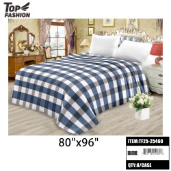 KING SIZE FLANNEL BLANKET CLASSIC PLAID CHECK PATTERN 8PC/CS