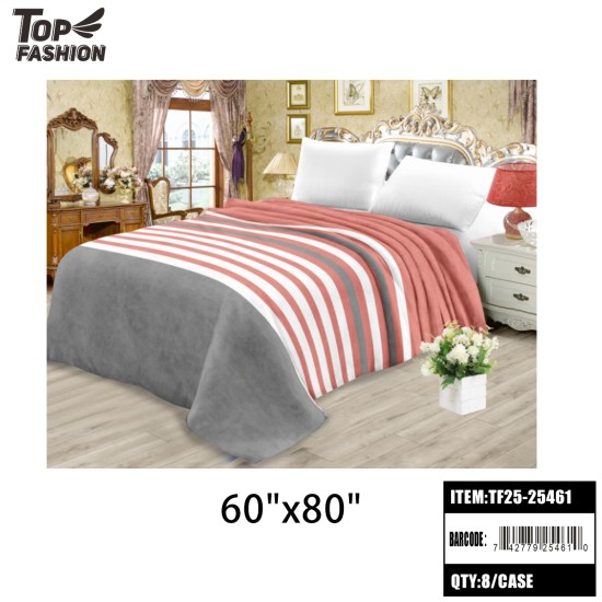 TWIN SIZE FLANNEL BLANKET MODERN STRIPE DESIGN 8PC/CS