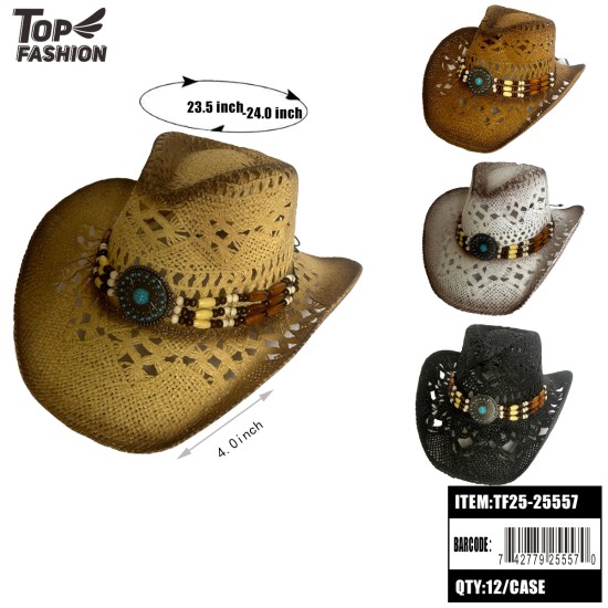 PAPER COWBOY HAT 4COLORS 12PC/CS