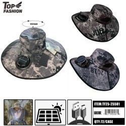 CAMOUFLAGE SINGLE FAN HAT 3COLORS 12PC/6BG/72PC/CS