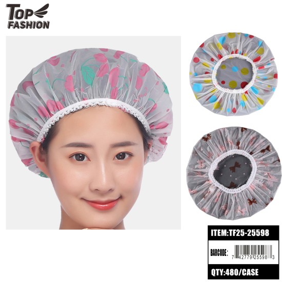 REUSABLE WATERPROOF SHOWER CAP 3COLORS 40DZ/CS