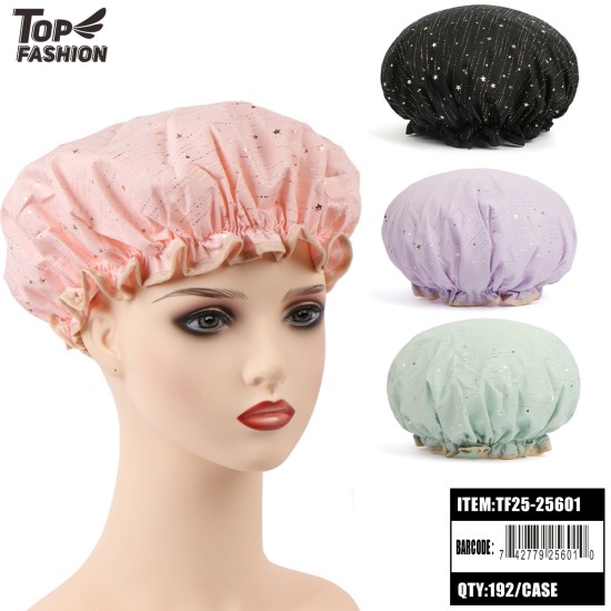 ASSORTED 4-COLOR DOUBLE LAYER SHOWER CAP 16DZ/CS