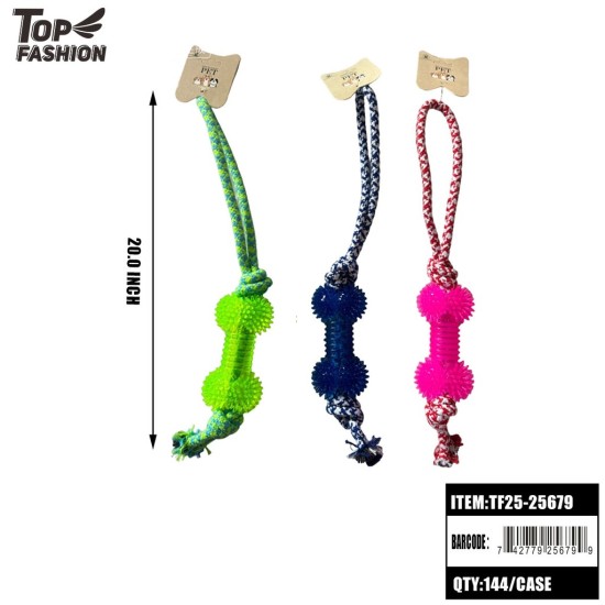 TPR SPIKY BALL ROPE DOG TOY 3COLOR 12PC/12BG/144PC/CS