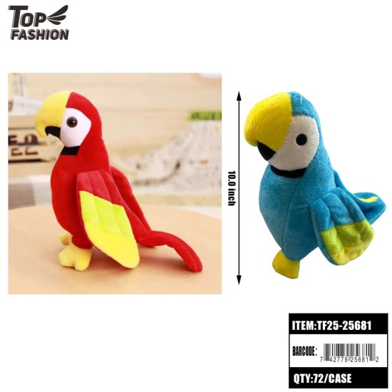 PLUSH PARROT SQUEAK DOG TOY 2COLOR 12PC/6BG/72PC/CS
