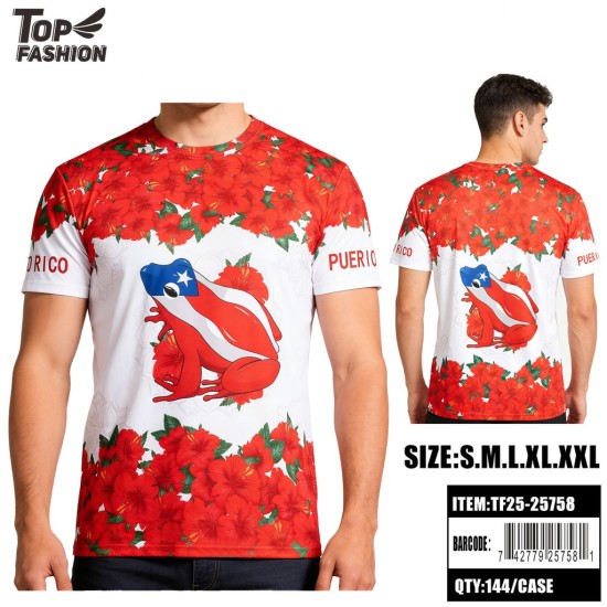 SPORTS T-SHIRT PUERTO RICO FROG FLORALS-XL 12PC/12BG/144PC/CS