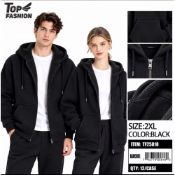 XXL SIZE BLACK SHERPA HOODED ZIP-UP JACKET 12PC/CS