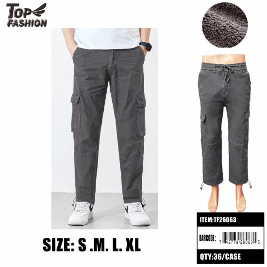 DARK GRAY MENS FLEECE-LINED CARGO PANTS 6PC/6BG/36PC/CS