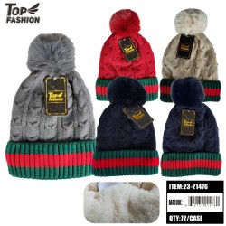 MIX 5COLOR RED AND GREEN STRIPE PLUS FLEECE WOOLEN HAT 72PC/C