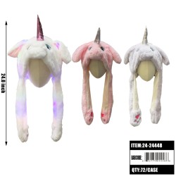 MIXED 3 COLORS UNICORN HAT WITH MOVING EARS 72PC/CS