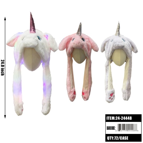 MIXED 3 COLORS UNICORN HAT WITH MOVING EARS 72PC/CS