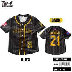 PUERTO RICO KIDS BLACK BUTTON BASEBALL JACKET 72PC/CS