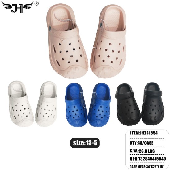 YOUTHS CLOG SHOES 4-COLOR MIX 12PC/4BG/48PC/CS