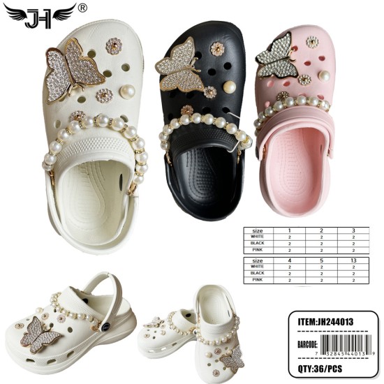 CLOGS SHOES - KIDS W/CHARM SHOES 3 COLORS 36PC/CS