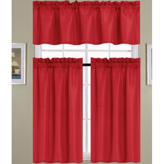 RED GIBSON KITCHEN CURTAIN 24PC/CS