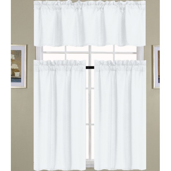 WHITE GIBSON KITCHEN CURTAIN 24PC/CS