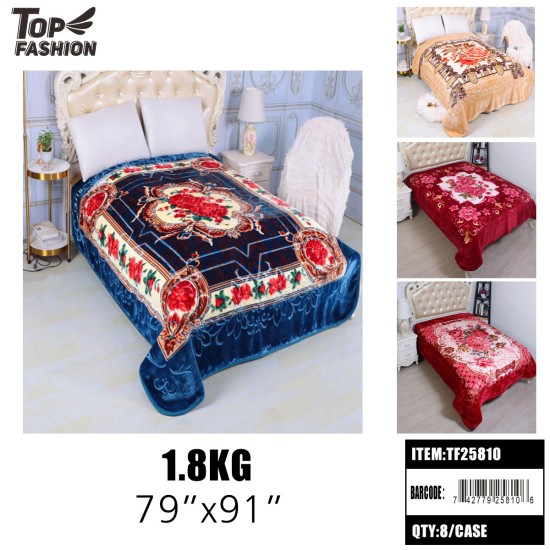 2KG QUEEN SIZE FLOWER 1PLY MICROFIBER  BLANKET 8PC/CS