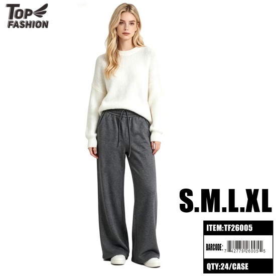 WOMEN CASUAL FLEECE PANTS GREY S-XL 6PC/4BG/24PC/CS
